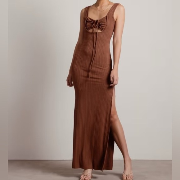 Beige Botany Dresses & Skirts - Beige Botany Brown Ribbed Texture Sleeveless Maxi Dress. NWOT